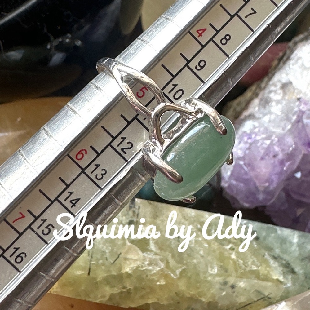 GREEN AVENTURINE SILVER RING - Picture 3 of 3
